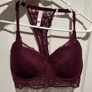 Victoria’s Secret PINK lace maroon push-up bralette
